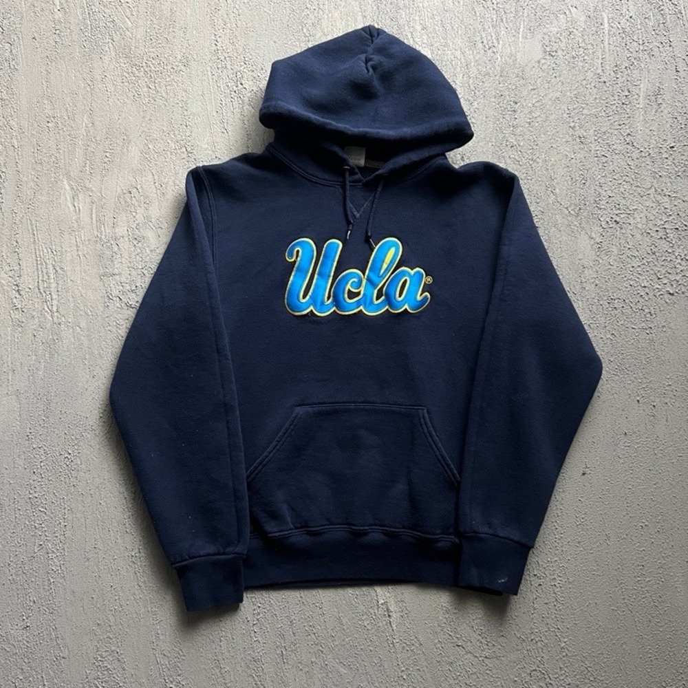 Vintage UCLA Hoodie Men Medium Navy Blue 2000s Russell Athletic Embroidered Logo